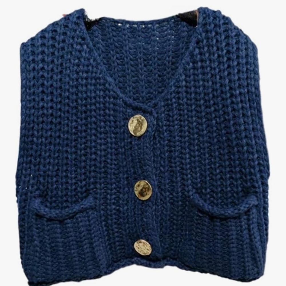 Navy Blue Knit Sweater Vest